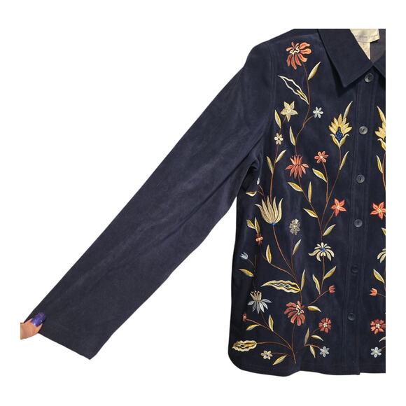 Susan Graver Embroidered Jacket Womens Small Blue Floral Boho Mature Capsule NWT - Picture 6 of 10